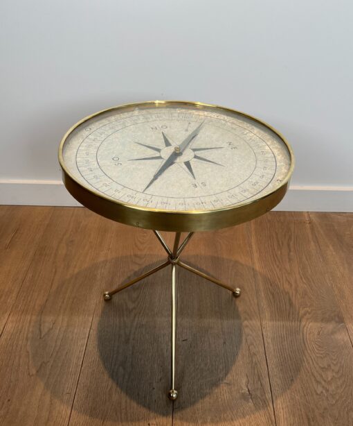 Round Brass "Compass" Table - Full - Styylish