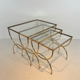 Neoclassical Style Brass Nesting Tables