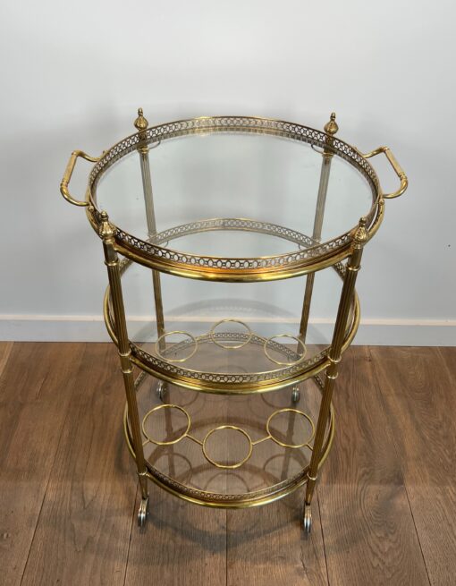 three-tier round brass bar cart- in situ- Styylish