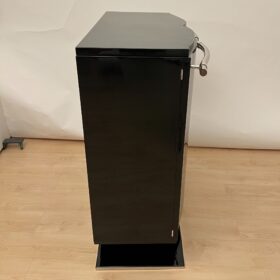 Art Deco Bar-Sideboard, Black Lacquer and Chrome, France circa 1930