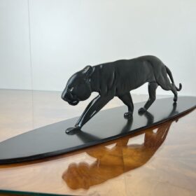 Art Deco Panther Sculpture, Solid Bronze, France circa 1930