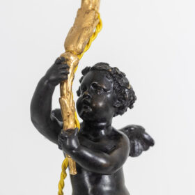 Bronze Putti Lamp, Marble Base, Circa 1880