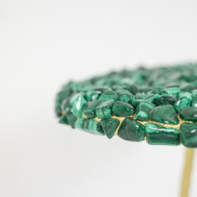 Malachite and Gilded Steel Pedestal Table, Contemporary Work