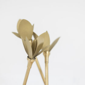 Napkin Holder in Matte Gold Brass with Wooden Base, Contemporary