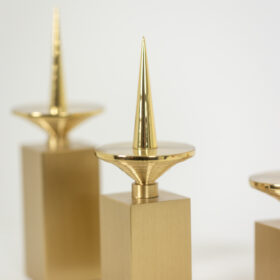 Set of 3 Gilded Brass Candlesticks, Contemporary Work