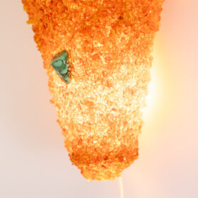 Pair of Amber and Malachite Sconces, Contemporary Work