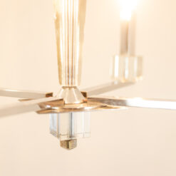 Jacques Adnet Modernist Chandelier - Chrome Lights On - Styylish