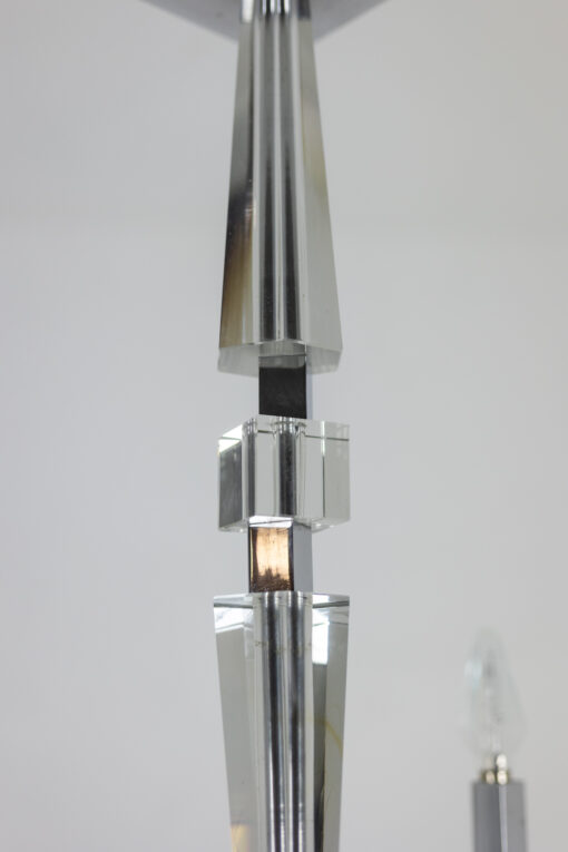 Jacques Adnet Modernist Chandelier - Chrome Arm Details - Styylish