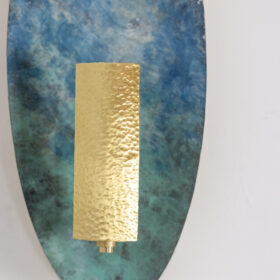 Pair of Patinated Brass Wall Lights, Contemporary Work