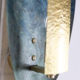 Pair of Patinated Brass Wall Lights, Contemporary Work