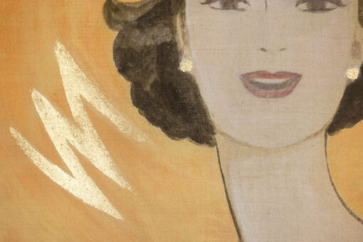 1950s Elegant Woman Painting - Gold Details - Styylish