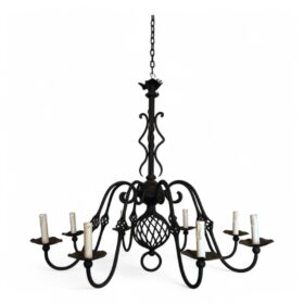 Large Wrought Iron Chandelier with 8 Lights