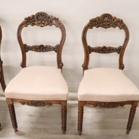 Italian Louis Philippe Carved Walnut Set of Six Antique Chairs