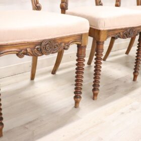 Italian Louis Philippe Carved Walnut Set of Six Antique Chairs