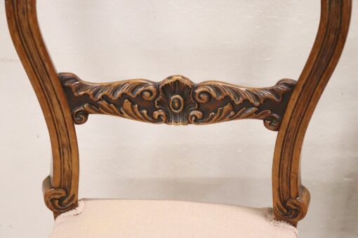 Louis Philippe Walnut Chairs - Backrest Carving Details - Styylish