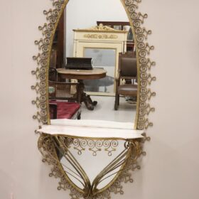 Mid Century Italian Iron Floor Mirror with Console Table, Pier Luigi Colli