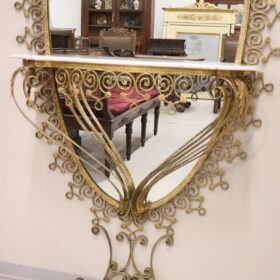 Mid Century Italian Iron Floor Mirror with Console Table, Pier Luigi Colli