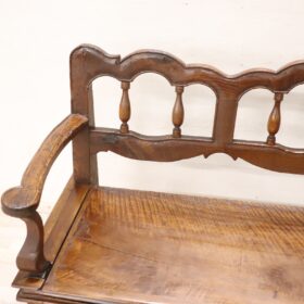 Italian Antique Louis XV Bench in Solid Walnut Wood