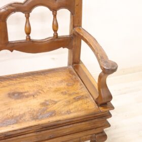 Italian Antique Louis XV Bench in Solid Walnut Wood