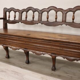 Italian Antique Louis XV Bench in Solid Walnut Wood