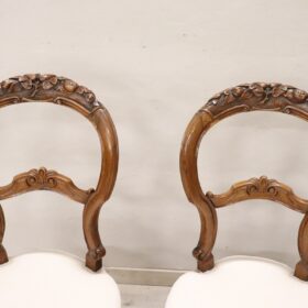 19th Century Italian Louis Philippe Carved Walnut Set of Four Antique Chairs