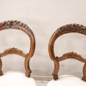 19th Century Italian Louis Philippe Carved Walnut Set of Four Antique Chairs