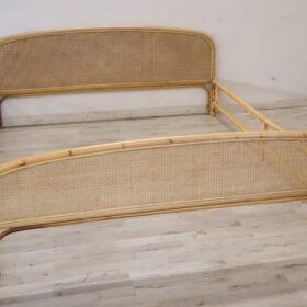 Bamboo and Vienna Straw Double Bed, 1980s