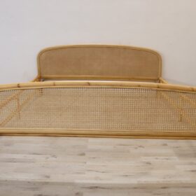 Bamboo and Vienna Straw Double Bed, 1980s