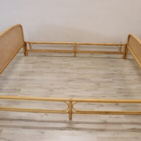 Bamboo and Vienna Straw Double Bed, 1980s