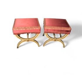 Pair of Louis XVI-Style Gondola Stools, France, Early 20th Century