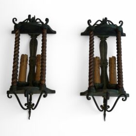 Pair of Wrought Iron Wall Lanterns