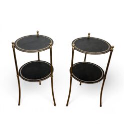 Pair of Round Maison Jansen Brass Side Tables - Styylish