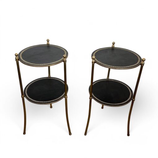 Pair of Round Maison Jansen Brass Side Tables - Styylish