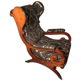 Biedermeier Sleigh Back Wing Chair, 1825