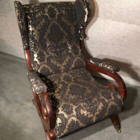 Biedermeier Sleigh Back Wing Chair, 1825