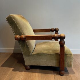 Brutalist Armchair, attributed to Charles Dudouyt, 1950s