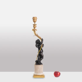 Bronze Putti Lamp, Marble Base, Circa 1880