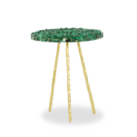 Malachite and Gilded Steel Pedestal Table, Contemporary Work