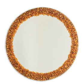 Circular, Backlit Mirror in Amber, Contemporary Work