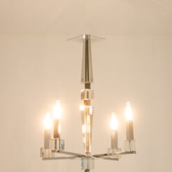 Jacques Adnet Modernist Chandelier - Lights On - Styylish