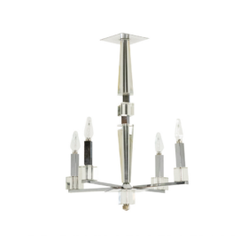 Jacques Adnet Modernist Chandelier in Chrome Metal, 1940