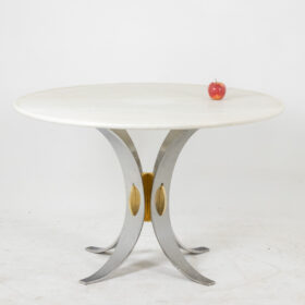 Table in White Marble and Chrome and Gold Metal, 1970s