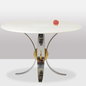 Table in White Marble and Chrome and Gold Metal, 1970s