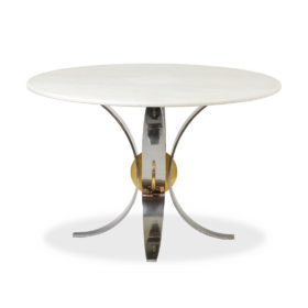 Table in White Marble and Chrome and Gold Metal, 1970s