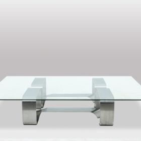 Paul Legeard Chromed Metal Coffee Table, 1970s