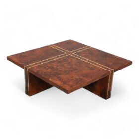 Italian Design Square Coffee Table in Walnut Burl, 1970s