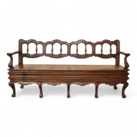 Italian Antique Louis XV Bench in Solid Walnut Wood