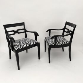 Pair of German Art Deco Armchairs, Black Lacquer, 1925