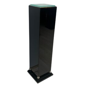 Art Deco-Style Pedestal with Lighting in Black Lacquer