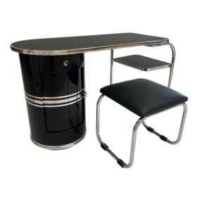 Small Bauhaus Desk by Mauser Werke, Black Lacquer, 1954